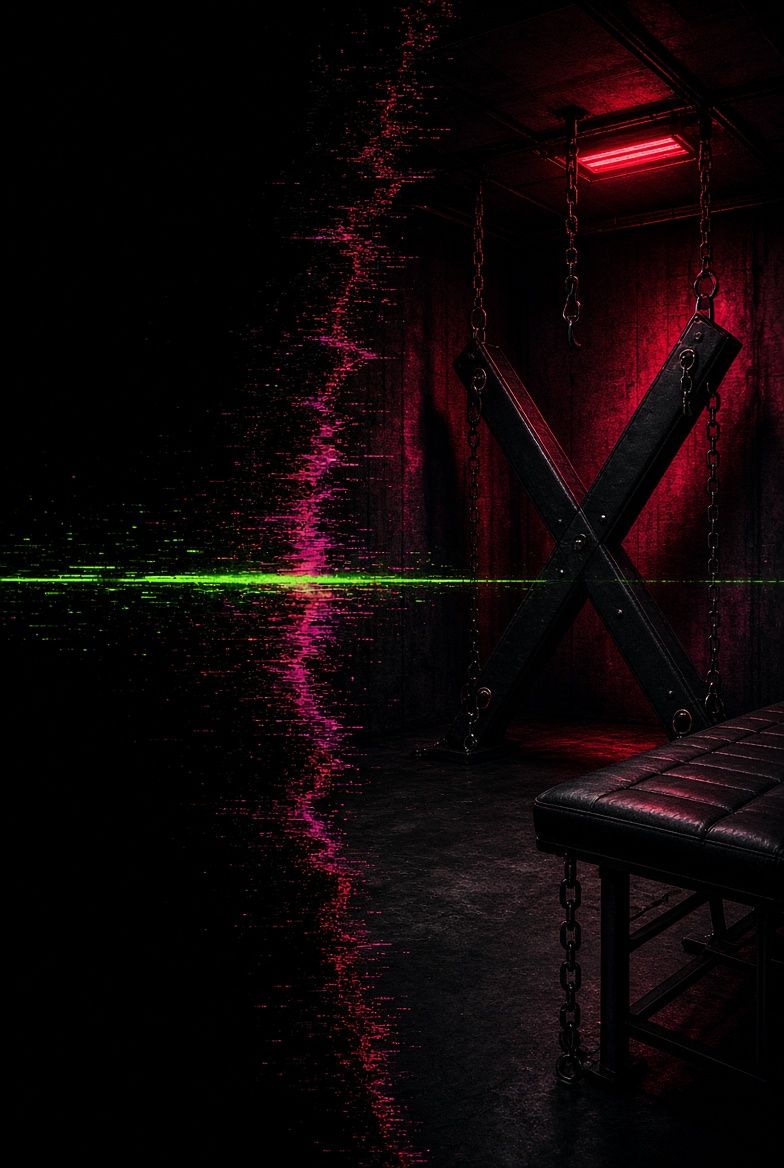 Empty play-space cross and bench