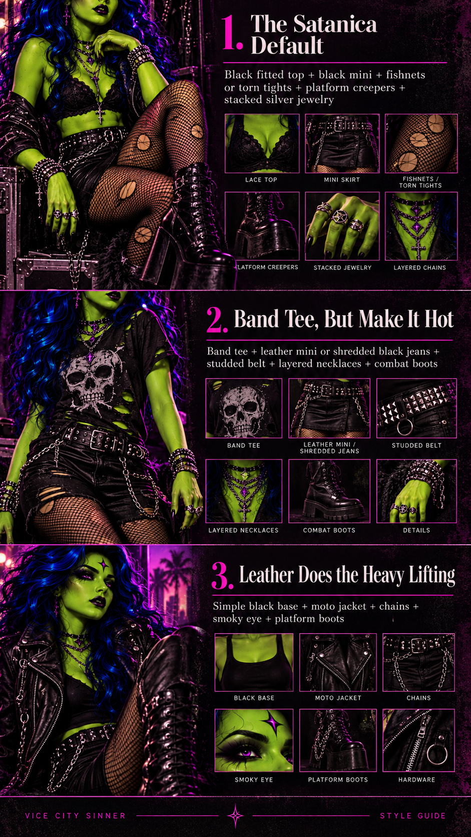 Hair Metal Revival Combos guide page showing combos 1 through 3