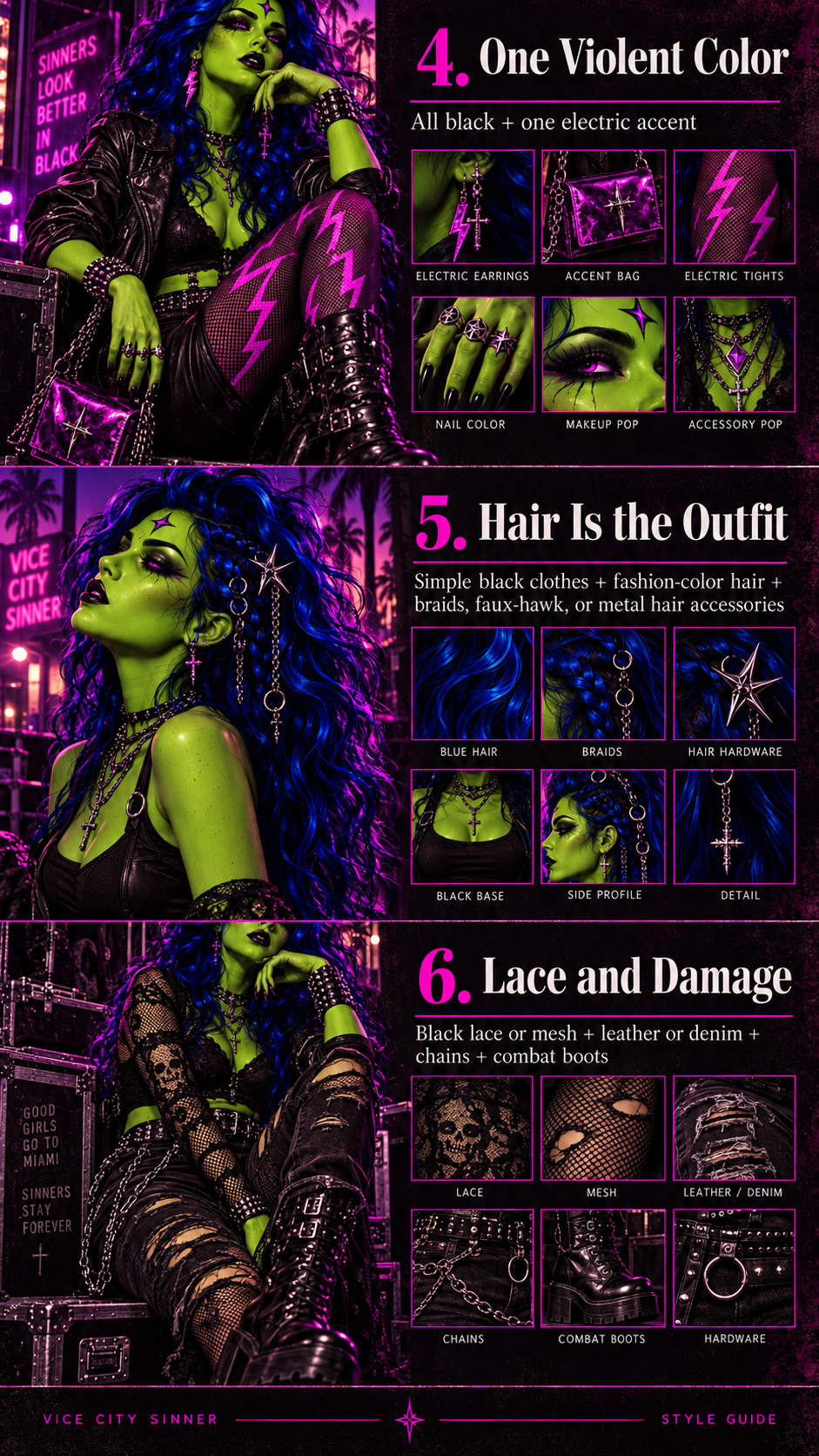 Hair Metal Revival Combos guide page showing combos 4 through 6