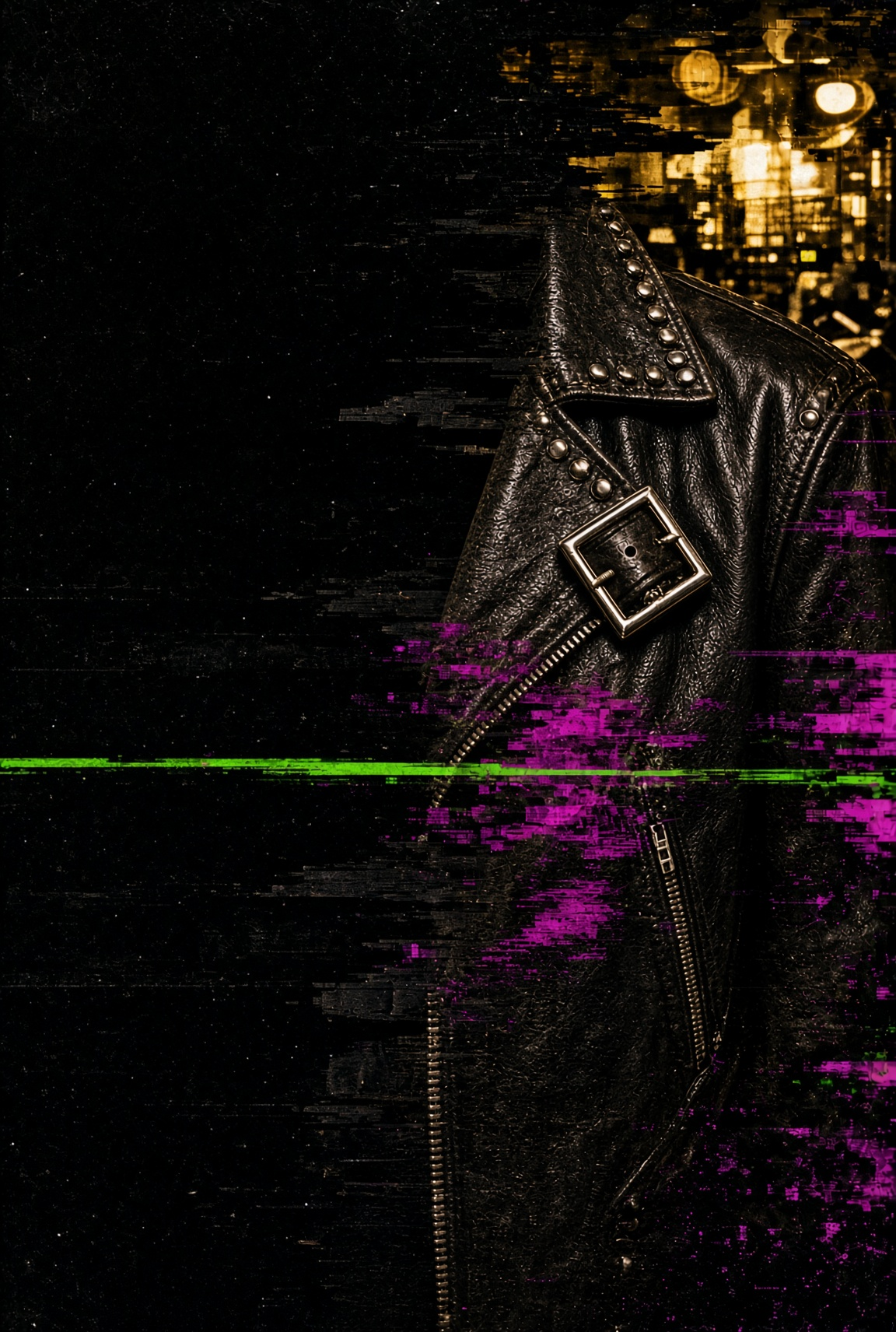 Studded leather jacket tearing through dressing-room static